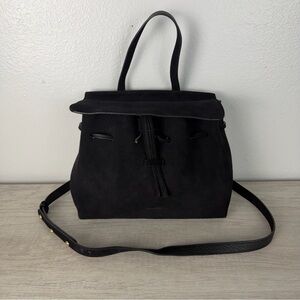 Mansur Gavriel Black Suede Ladybug Bag ITALY Designer Mini Crossbody Top Handle